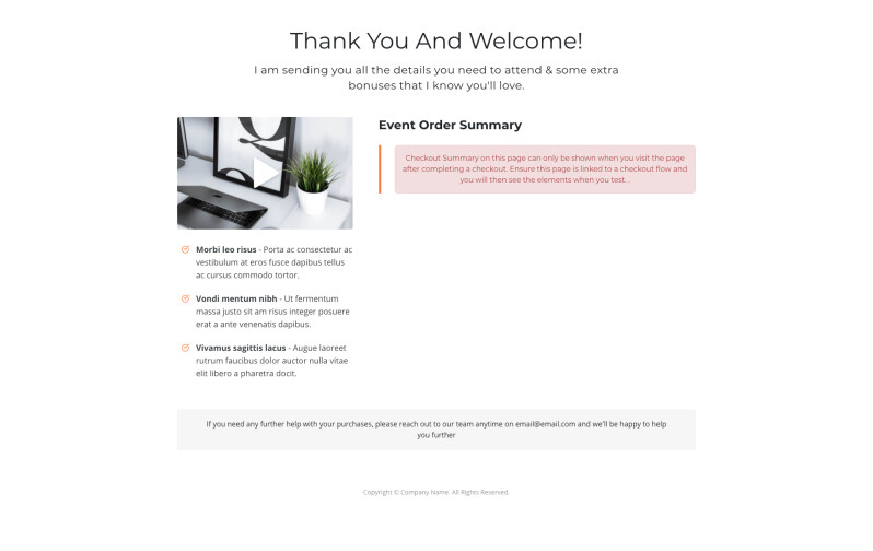 Event Order Summary Page
